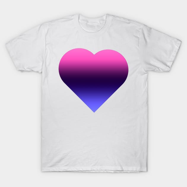 Bi+ Hearts Omnisexual Flag (Vertical Gradient Solo) T-Shirt by opalaricious